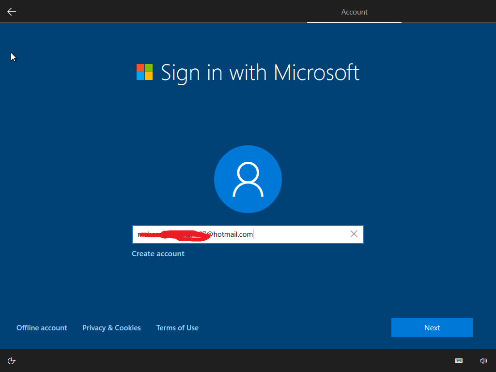 login dengan akun Microsoft untuk Instalasi Windows 10