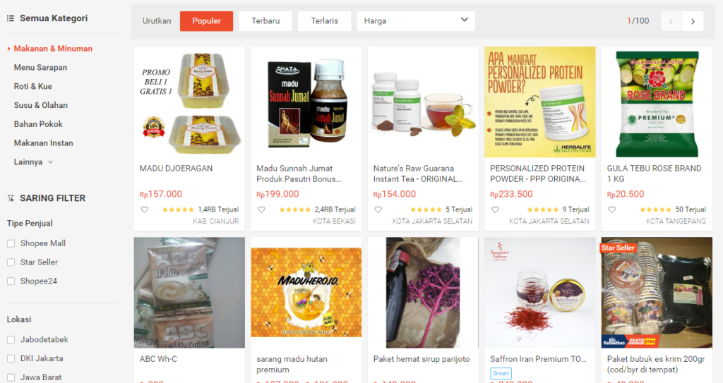 Shopee Situs jual makanan online terbaik