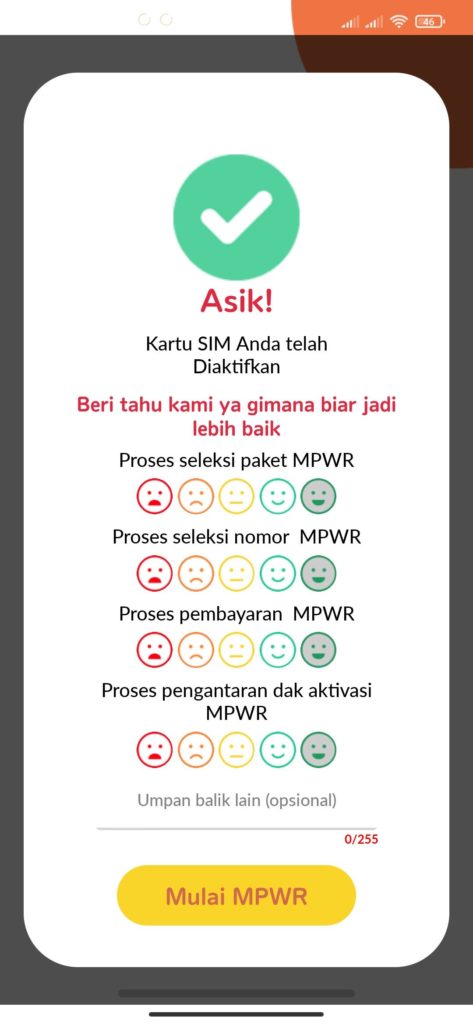 Cara Aktivasi Kartu MPWR dari Indosat berhasil