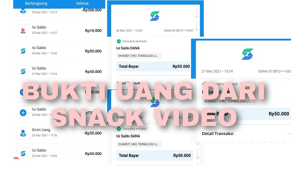 Bukti Pembayaran Uang dari Snack Video Via Rekening Bank
