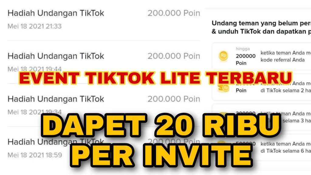 Cara Mendapatkan 20 Ribu Per Invite dari TikTok Lite