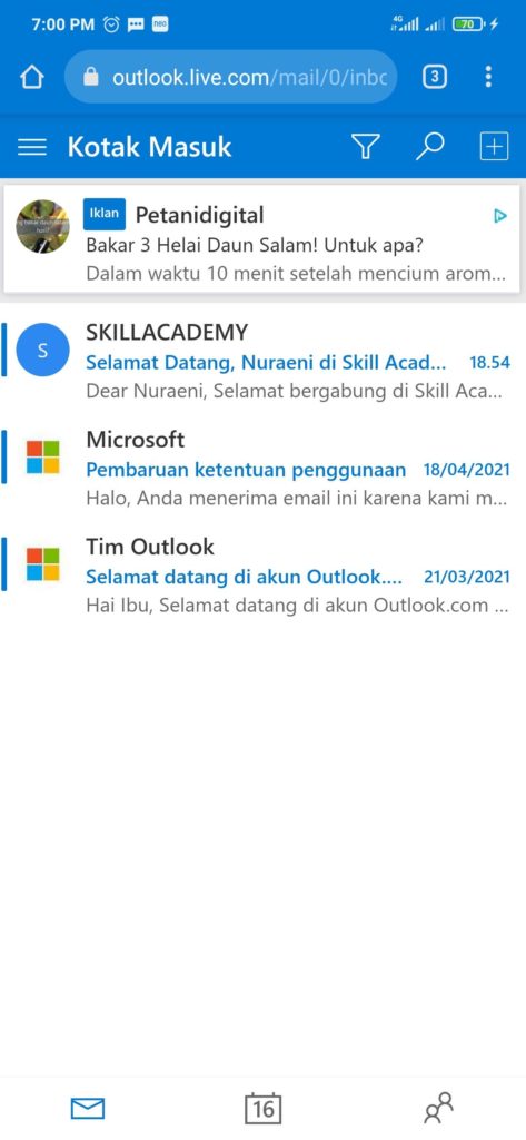 Email Masuk dari Skill Academy