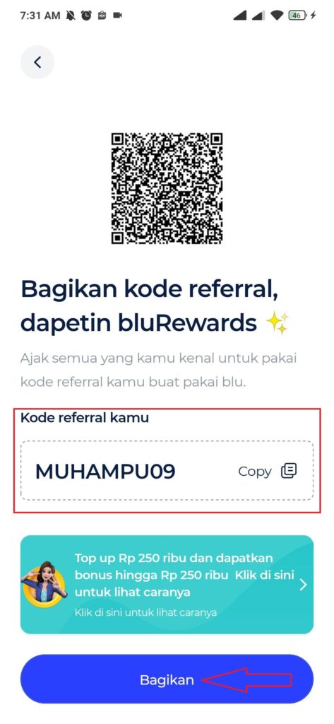 kode referral aplikasi Blu