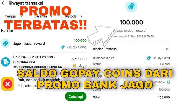 Cara Mendapatkan Gopay Coins 100 Ribu dari Promo Bank Jago