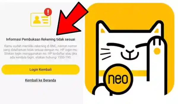 Cara Mengatasi Pembukaan Rekening Tidak sesuai di Aplikasi Neo