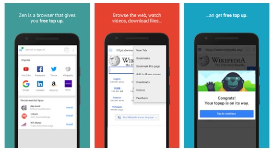 Cara Mendapatkan Pulsa Gratis dari Aplikasi Zen Browser