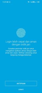 mengaktifkan fingerprint rekening jenius