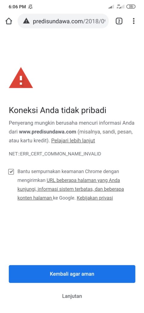 mengatasi Koneksi Anda tidak pribadi dari Android