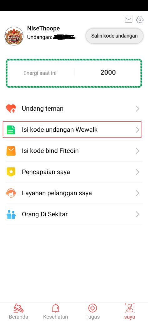 kode ungan aplikasi wewalk