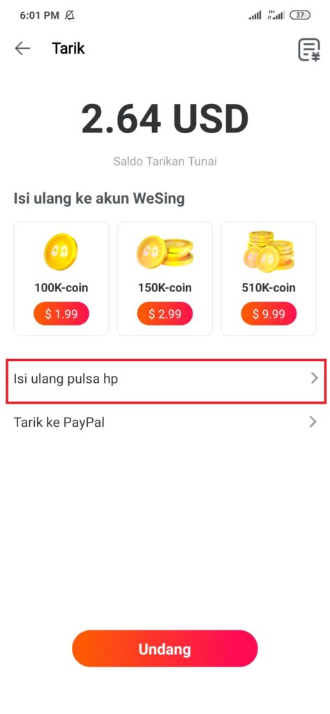 isi ulang dari aplikasi wesing pulsa gratis