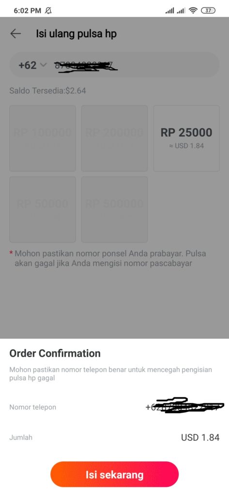 menukarkan dengan pulsa