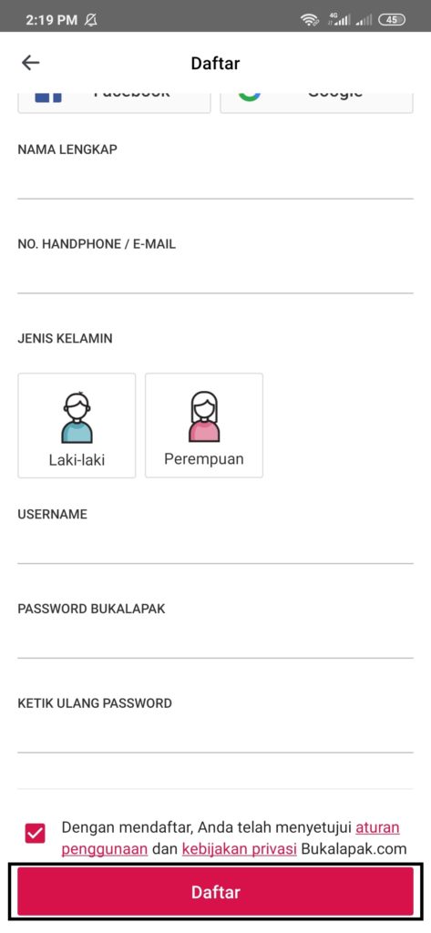 cara mengisi form pendaftaran