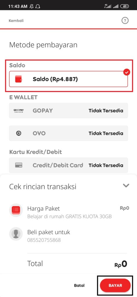 pembayaran promo rp0