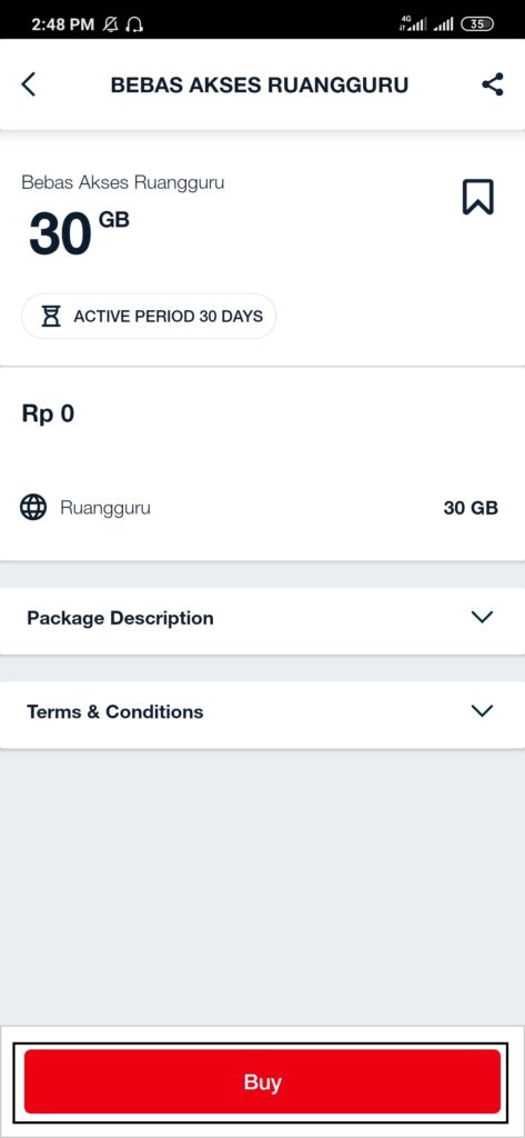 Mengaktifkan paket 30 GB