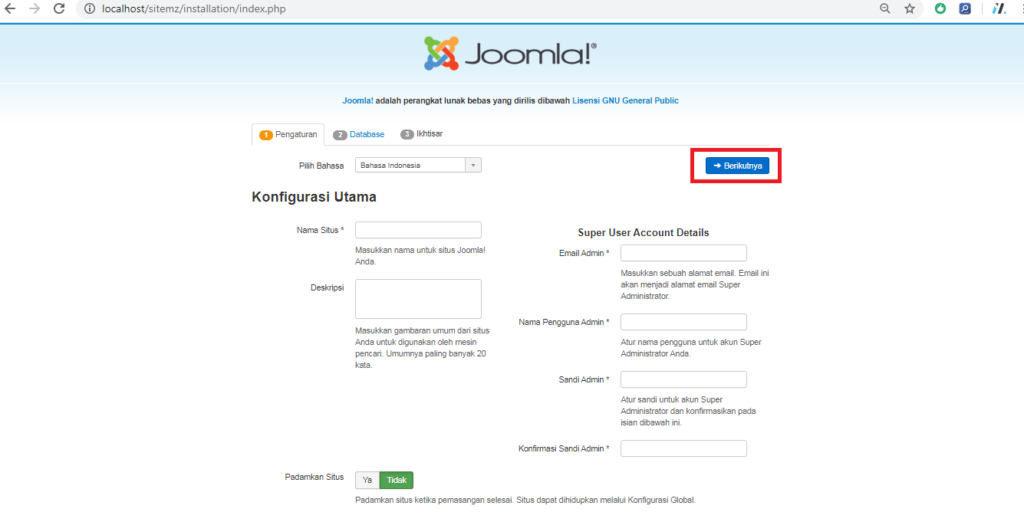 Cara Instal Web Joomla Offline