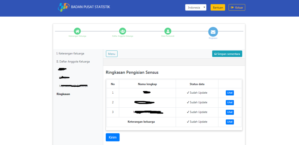 mengirim data sensus penduduk