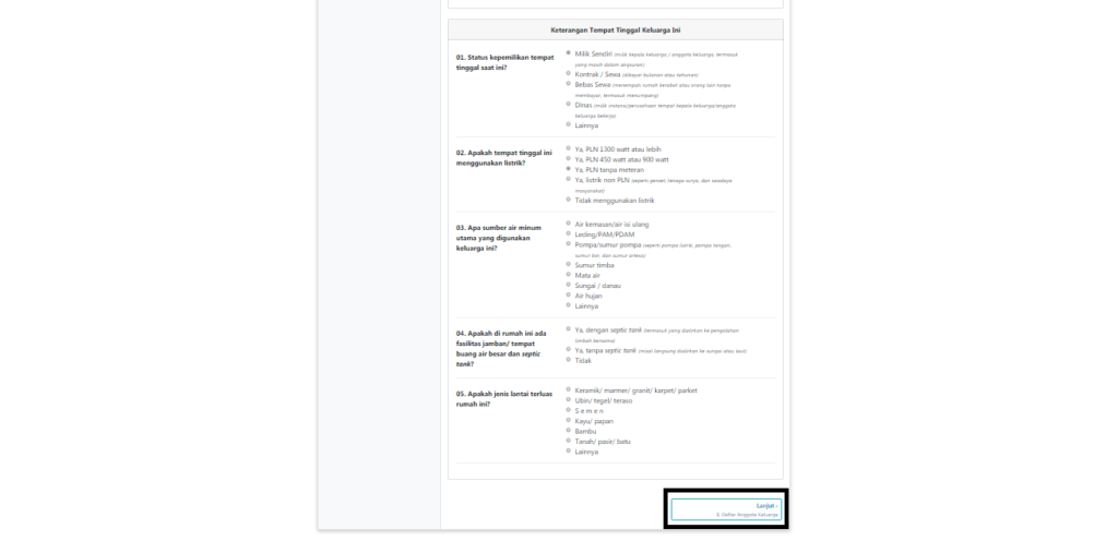 mengisi pertanyaan dari sensus penduduk online 