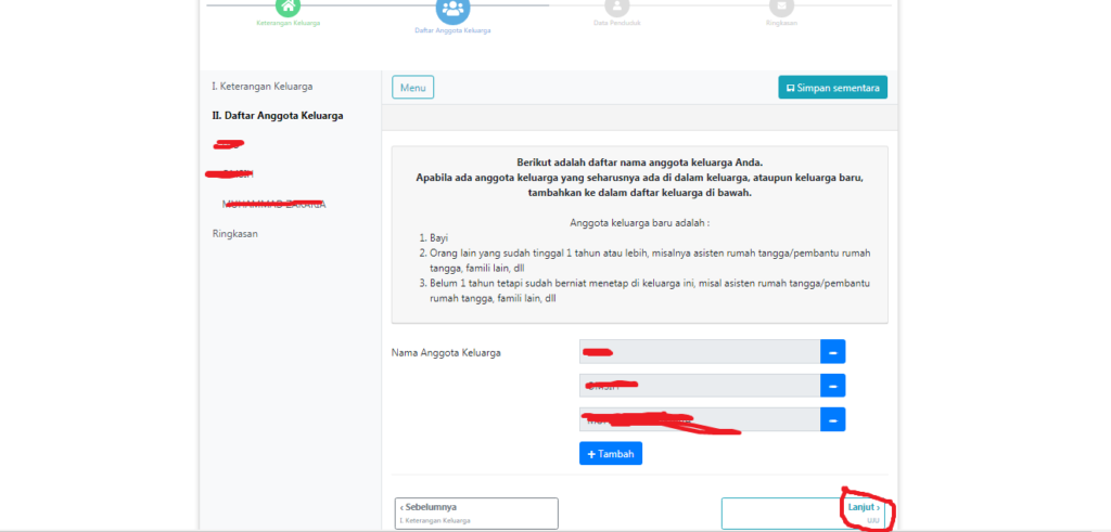 mengisi data penduduk online