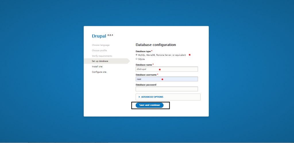 Setting database Drupal