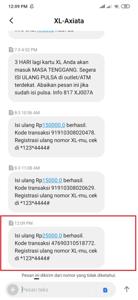 Bukti Pulsa Gratis dari Aplikasi Wesing 