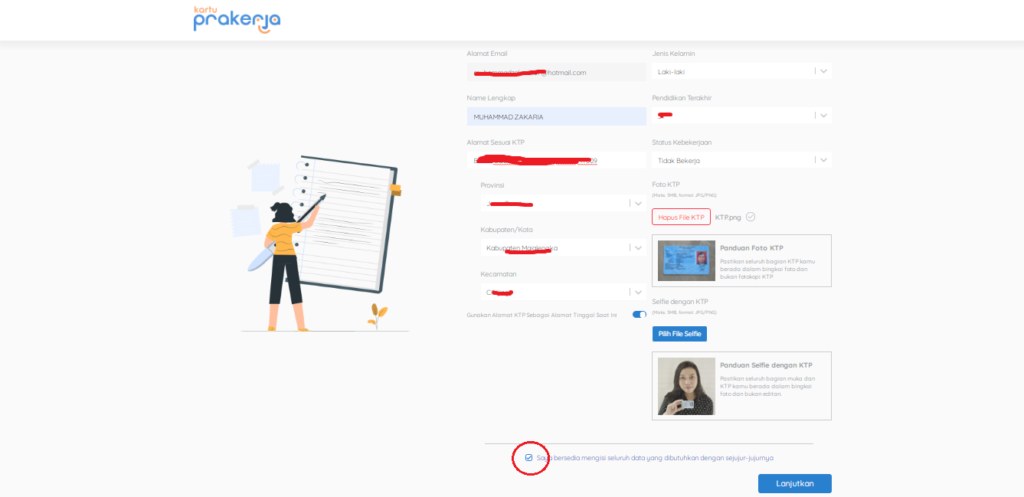 melengkapi data diri kartu prakerja