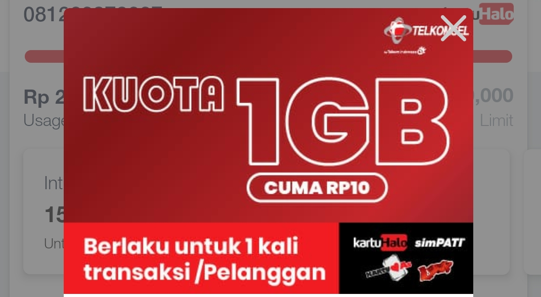 Kuota Telkomsel 1GB