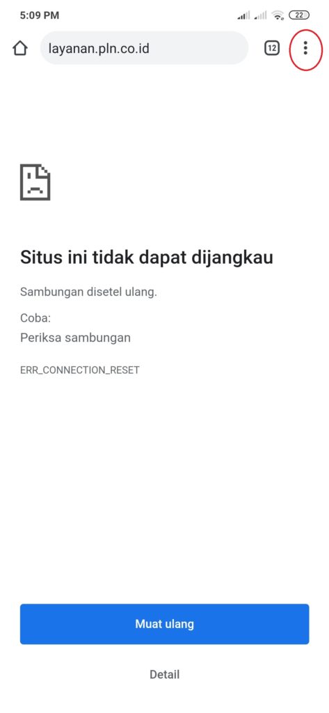 Situs PLN Tidak dapat dijangkau