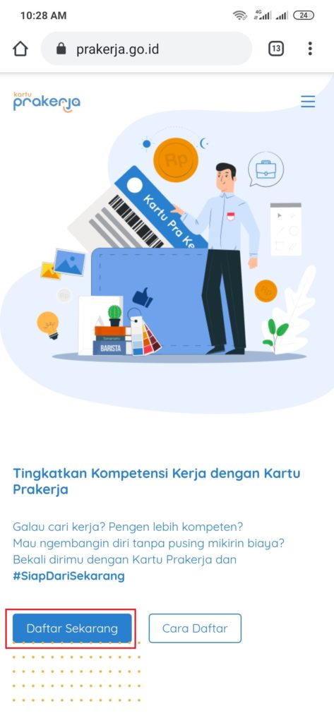 cara daftar kartu prakerja dari hp android