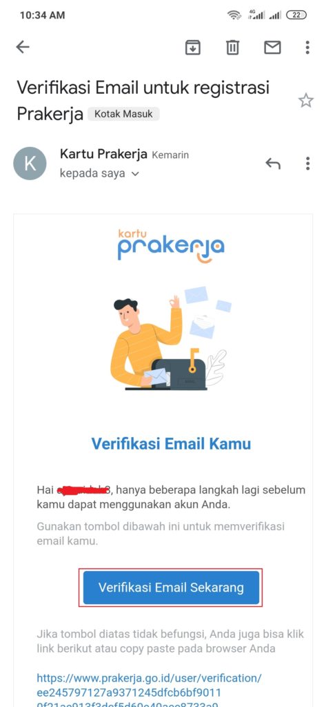 cara verifikasi email daftar kartu prakerja