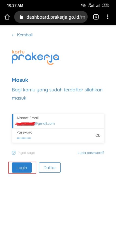 cara login di situs prakerja