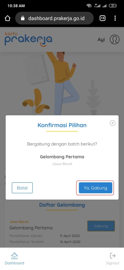 cara daftar gelombang pertama prakerja