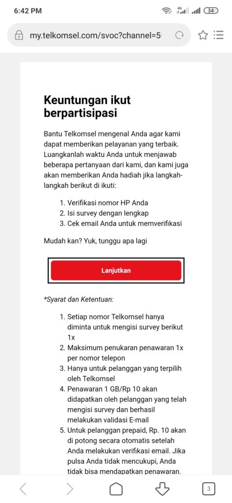 survei dapet kuota murah