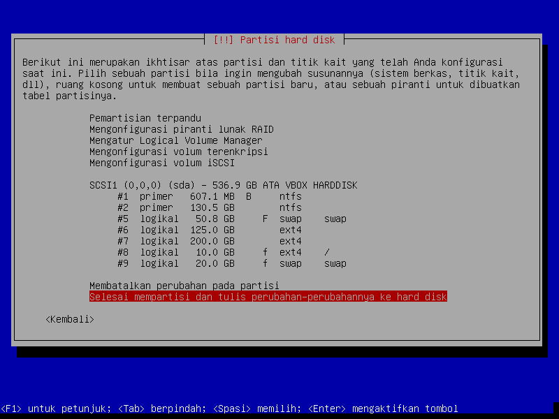 partisi hard disk kali linux