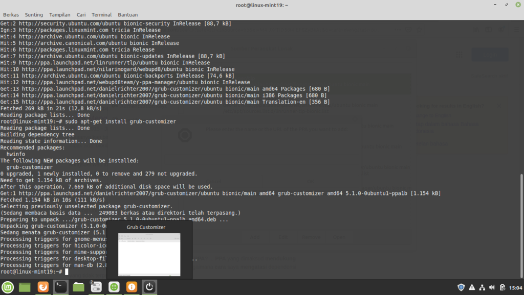 Cara Memasang Grub Customizer di Linux Mint