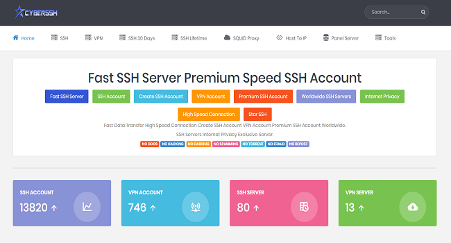 CyberSSH Situs penyedia ssh terbaik