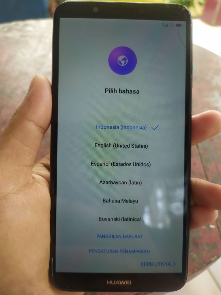Pilih bahasa setup hp Huawei