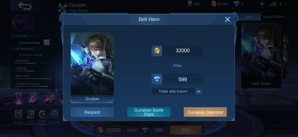 membeli hero dengan battle point