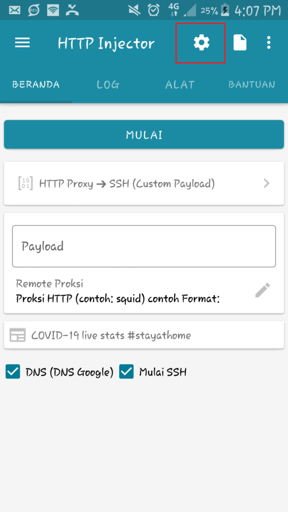 cara membuat config Http Injector