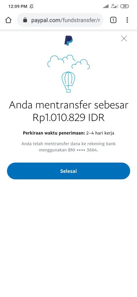 penarikan uang dari paypal