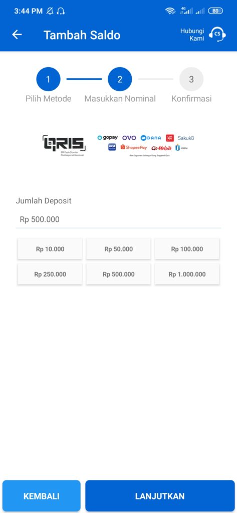 cara deposit dari dana kioser