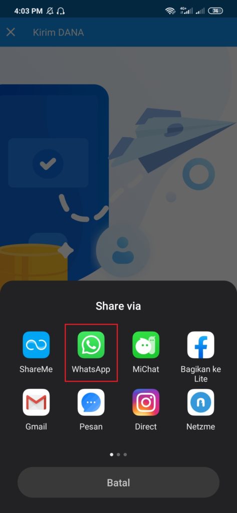 Aplikasi Whatsapp kirim uang dana
