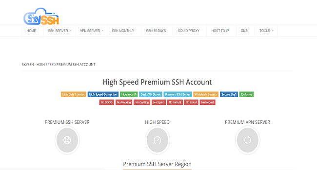 Situs penyedia ssh terbaik SkySSH