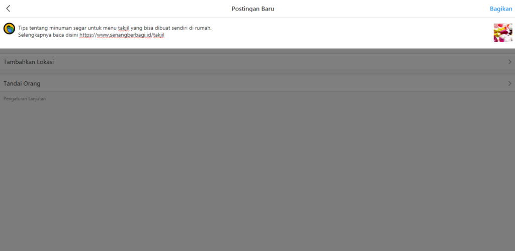 cara membuat postingan instagram dari web