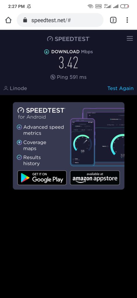 Speed Psiphone setelah ditingkatkan