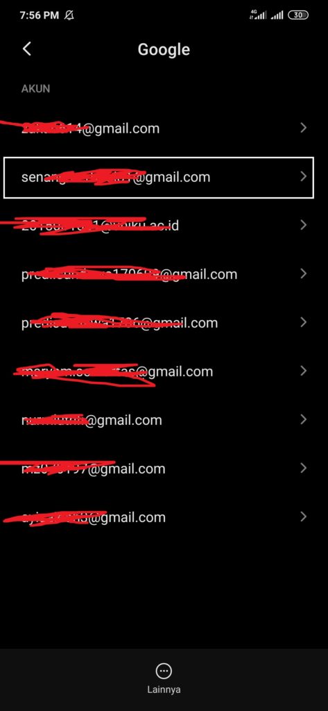 klik email yang akan kamu hapus