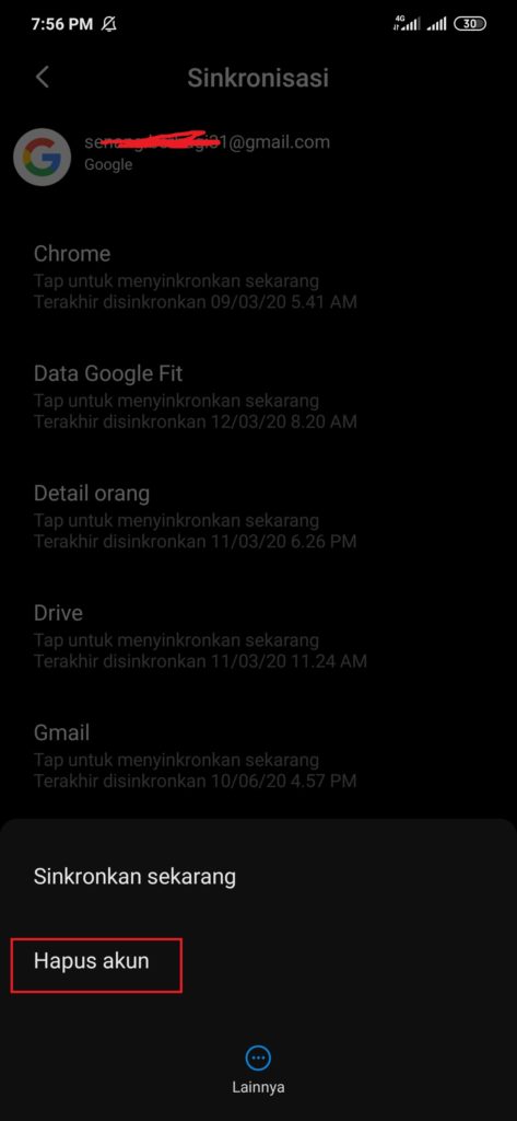 Hapus Akun email dari hp android