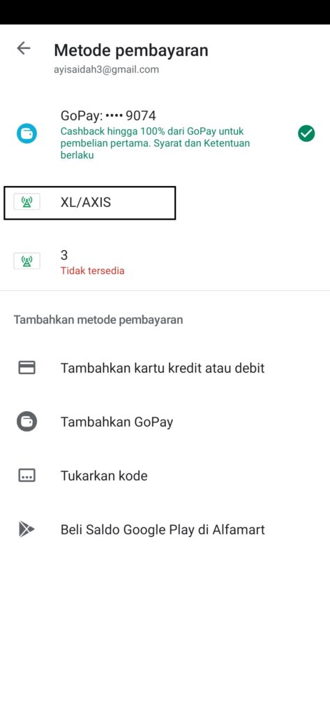 Psiphone pro metode pembayaran dengan XL/Axis