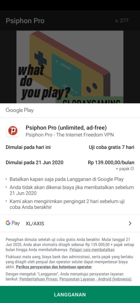 cara berlangganan psiphone pro terbaru