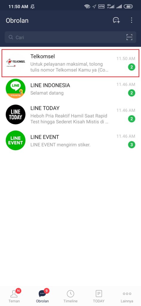 Buka Line Telkomsel