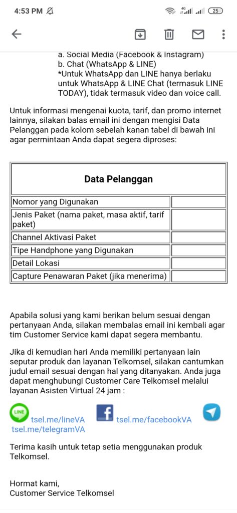 Cek Kuota Internet dari Email